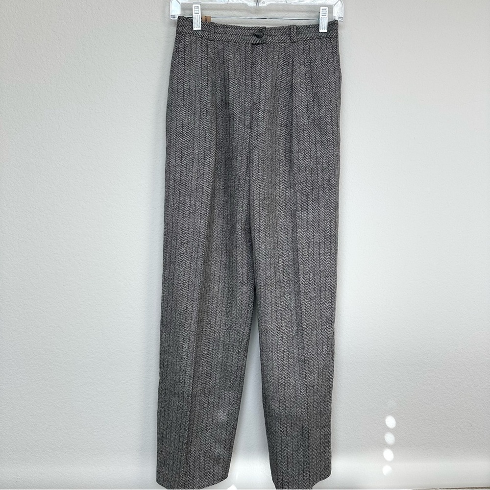 Vintage Calvin Klein Women's Wool Lined Herringbone Tweed Pants 6